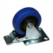 Click to see a larger image of Swivel Castor with Brake  - Blue Wheel 100mm 