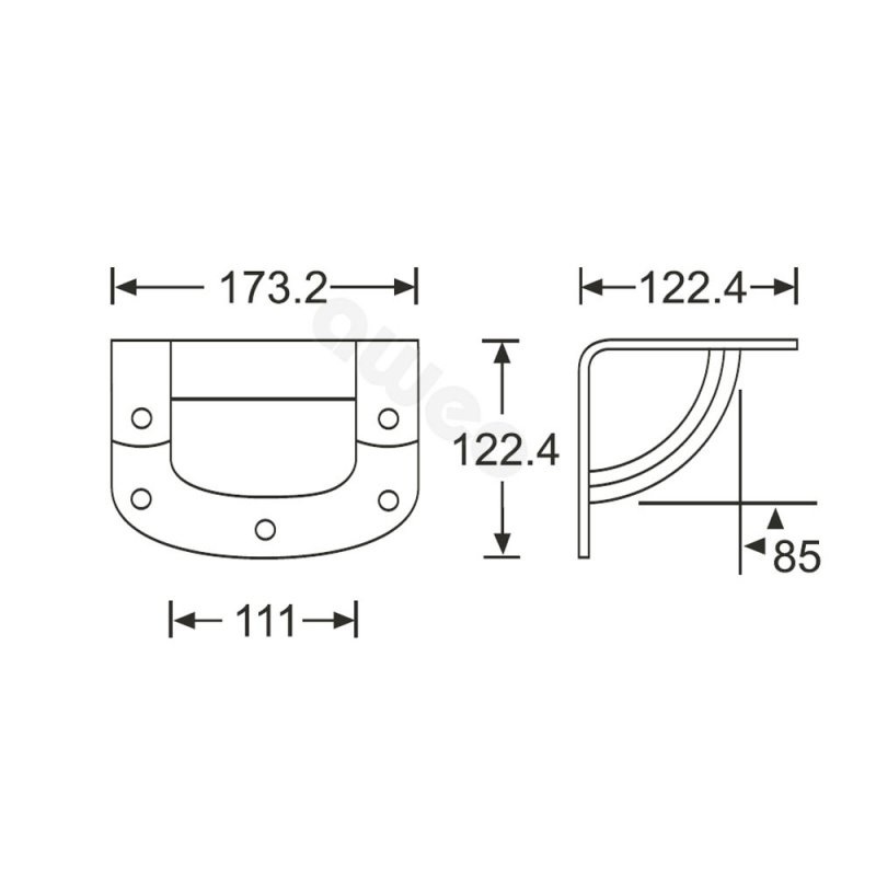 Steel bar handle edge mount recessed black plastic dish