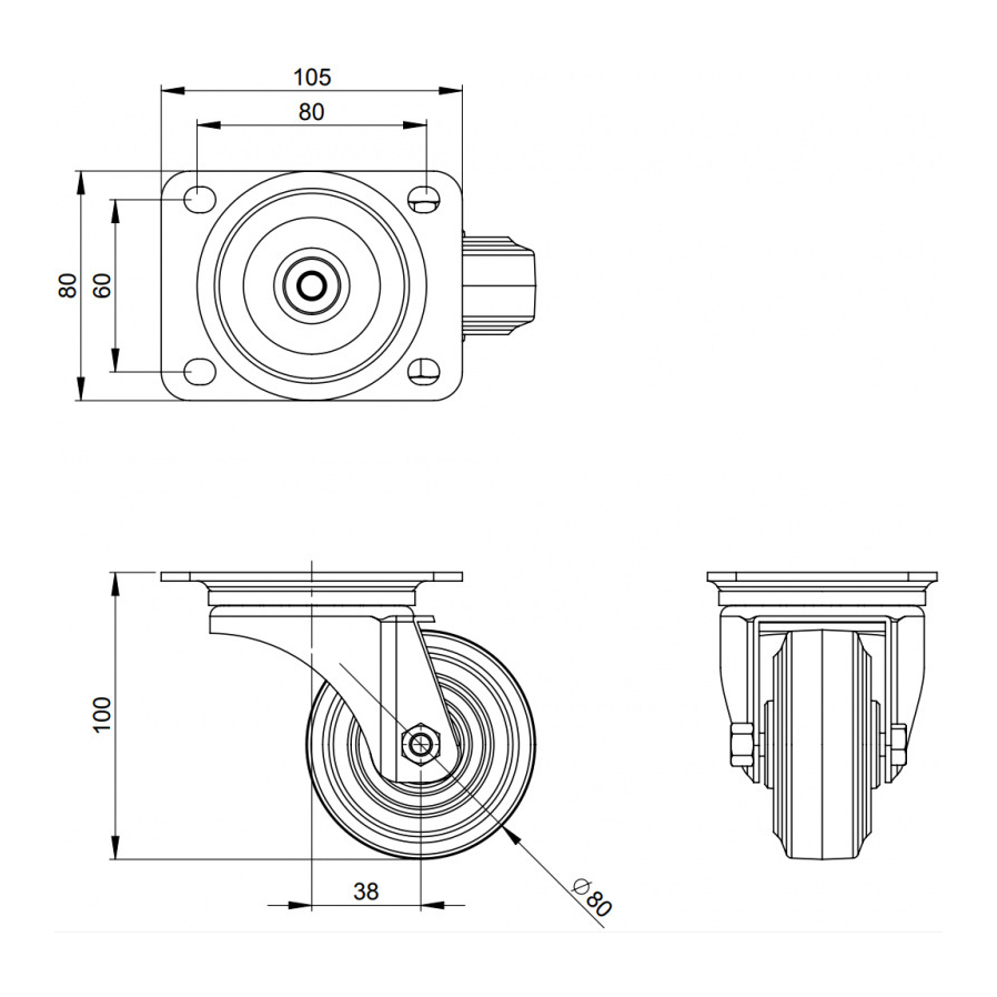 80mm Swivel Castor