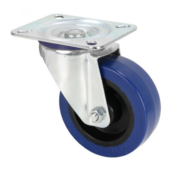Swivel Castor Premium Grade - Blue Wheel 100mm 