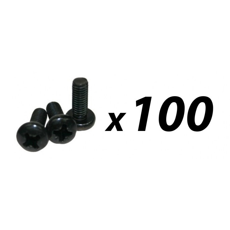 Pack of 100 Screw M6 x 16mm pan pozi black