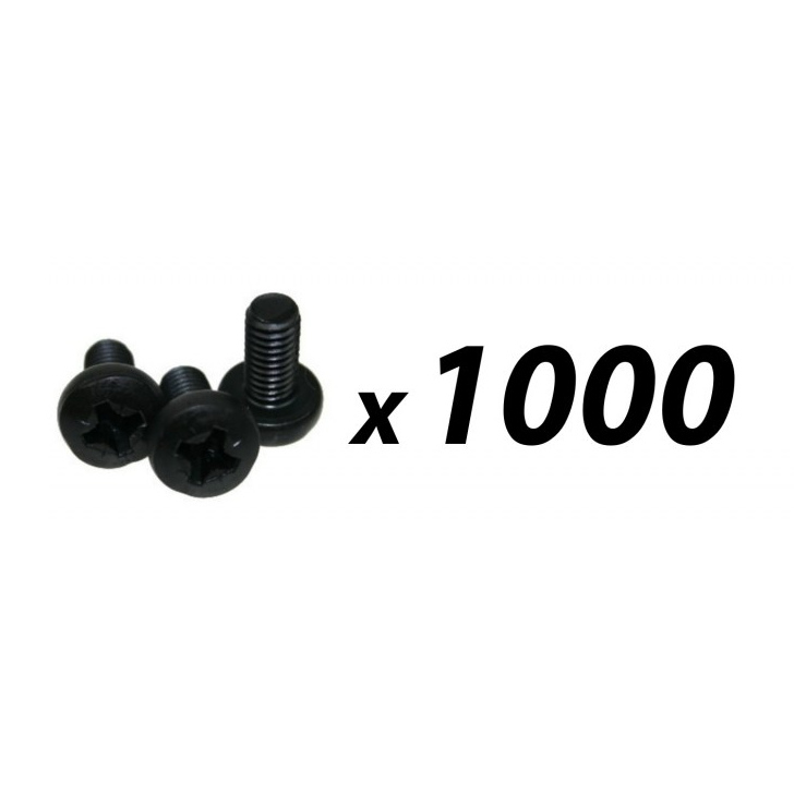 Pack of 1000 Screw M6 x 12mm pan pozi black