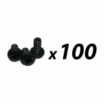 Pack of 100 Screw M6 x 12mm pan pozi black