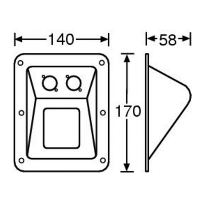 Tuff Cab  Large recessed connector dish for 2 x Speakon 4 pin