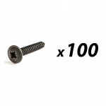 Pack of 100 Self tap screw No 8 x 25mm flange head black