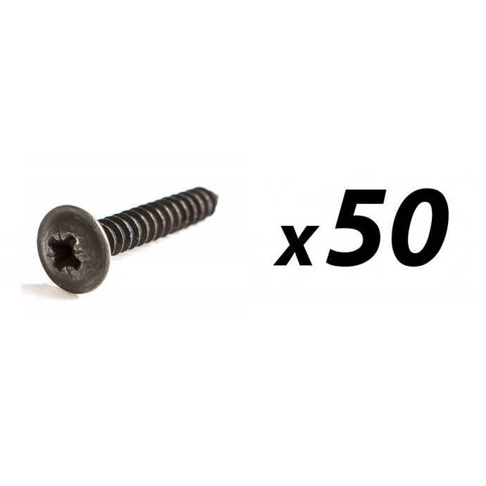 Pack of 50 Self tap screw No 8 x 25mm flange head black