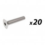 Pack of 20 M6 x 30mm Countersunk Hex Head Screw/Bolt ZINC