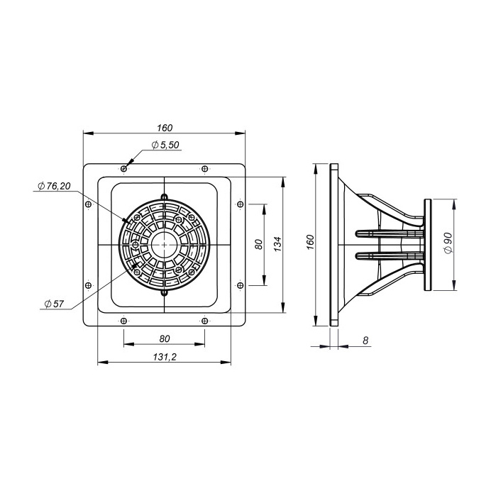 Beyma TD196P 1 inch Bolt On Horn Flare 90 x 60 Dispersion