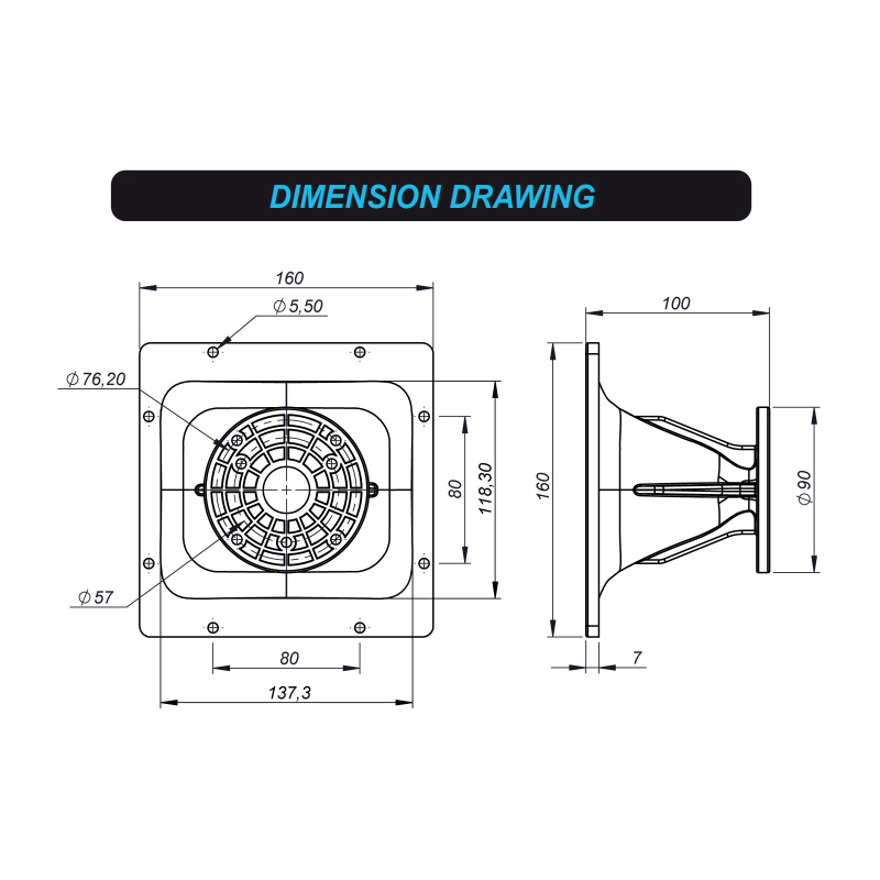 Beyma TD164P 1 inch Bolt On Horn Flare 60 x 40 Dispersion