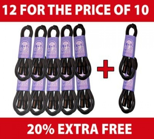  Pack of 0.75M XLR Cables - 12 for the price of 10!