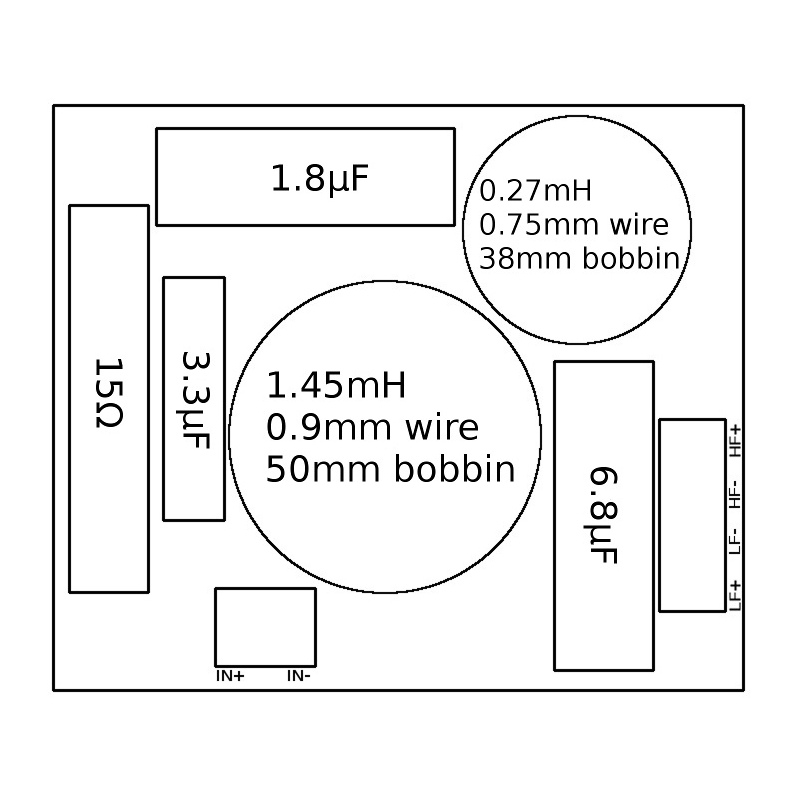 Custom Crossover for B&C DE10 with 8 inch or 10 inch woofer