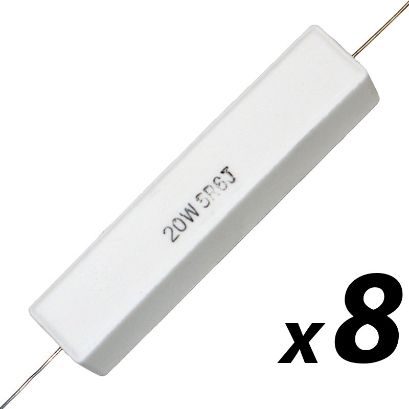 8 Pack of Cement Resistor SQP 20W 5.6 Ohm (axial)