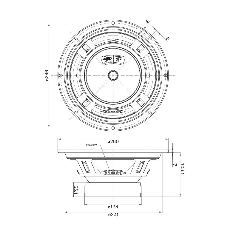 Faital Pro 10FE300 - 10 inch 250W 8 Ohm Loudspeaker