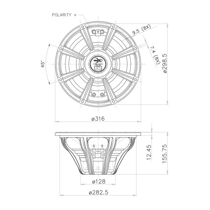 Faital Pro 12FH520 - 12 inch 600W 8 Ohm Loudspeaker