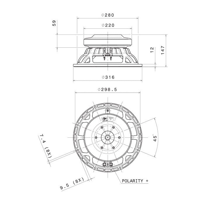 Faital Pro 12HP1030 - 12 inch 1000W 8 Ohm Loudspeaker