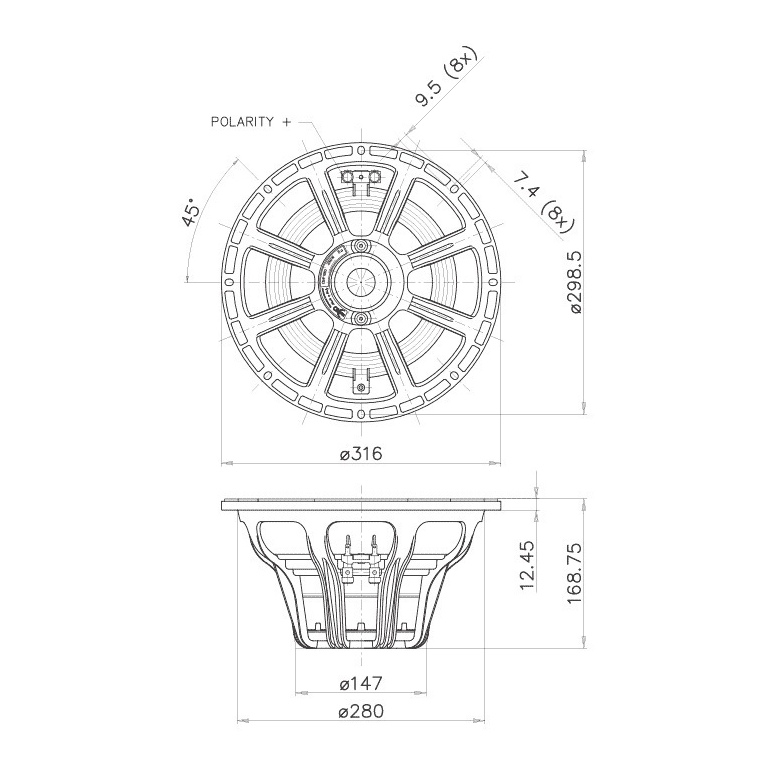 Faital Pro 12HP1060 - 12 inch 1000W 8 Ohm Loudspeaker