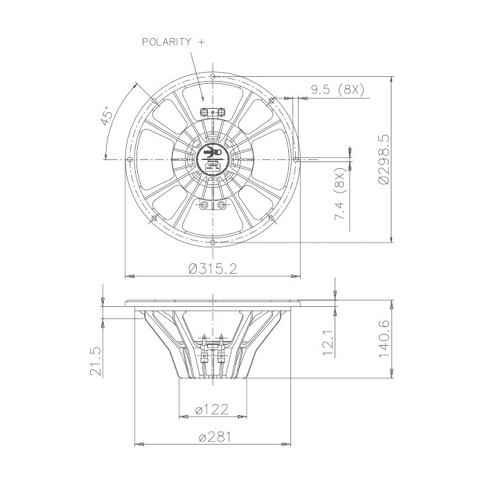 Faital Pro 12PR300 - 12 inch 300W 8 Ohm Loudspeaker