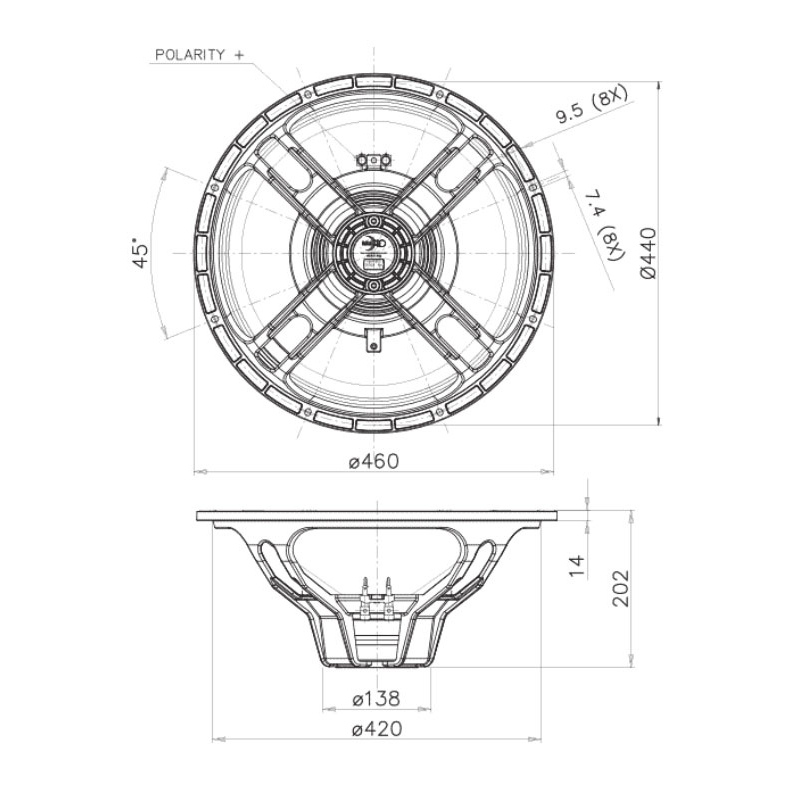 Faital Pro 18HP1042 - 18 inch 1000W 8 Ohm 