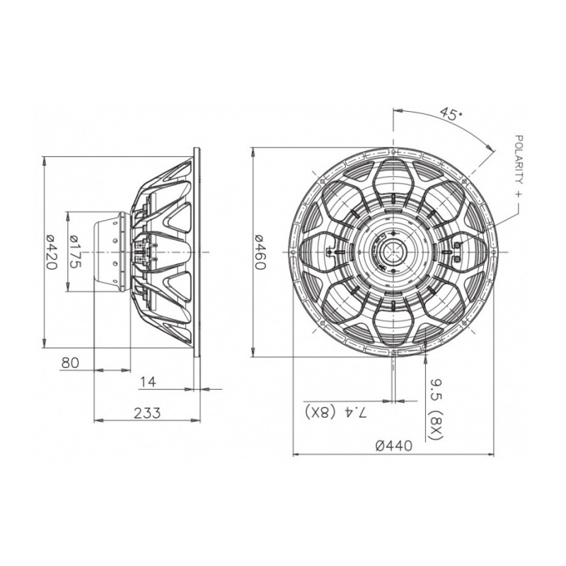 Faital Pro 18XL1800 - 18 inch 1600W 8 Ohm Loudspeaker