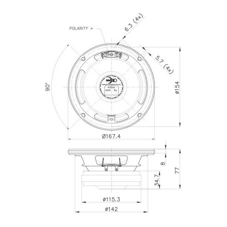 Faital Pro 6FE200 - 6 inch 130W 8 Ohm Loudspeaker