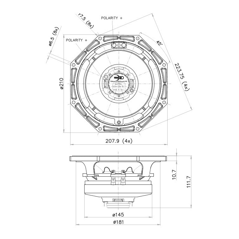 Faital Pro 8HX150 8 inch 250W 8 Ohm