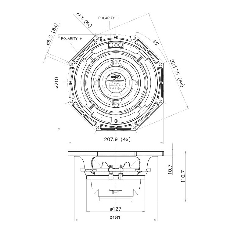 Faital Pro 8HX200 8 inch 250W 8 Ohm