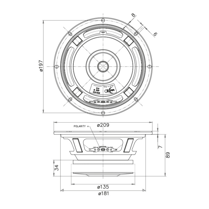 Faital Pro 8FE400 - 8 inch 200W 8 Ohm Loudspeaker