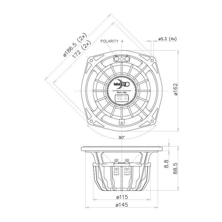 Faital Pro W6N8-120 - 6 inch 120W 8 Ohm Loudspeaker