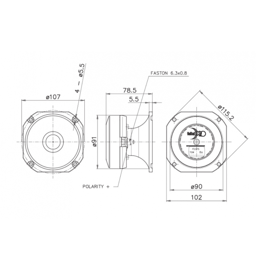 Faital Pro FD375 Bullet Tweeter 35W 8 Ohm