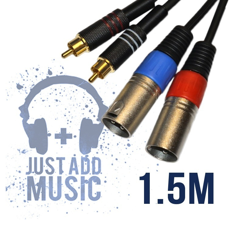 JAM 2 x RCA Phono to 2 x Male XLR Cable 1.5m