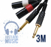 Click to see a larger image of JAM 3m Twin Male XLR to Gold Plated 6.35mm TS Jack