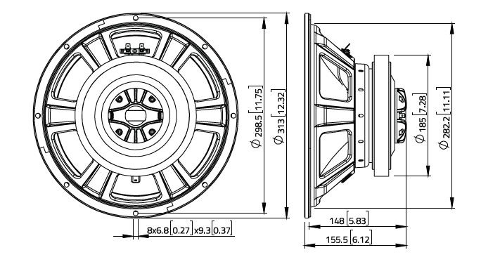 Lavoce CSF122.50K 12 inch Co-axial Speaker Driver 600W 8 Ohm