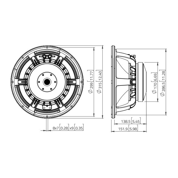 Lavoce WAF122.50 - 12 inch 350W 8 Ohm Loudspeaker