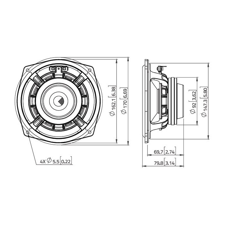 Lavoce WAN061.80 - 6.5 inch 200W 8 Ohm Loudspeaker