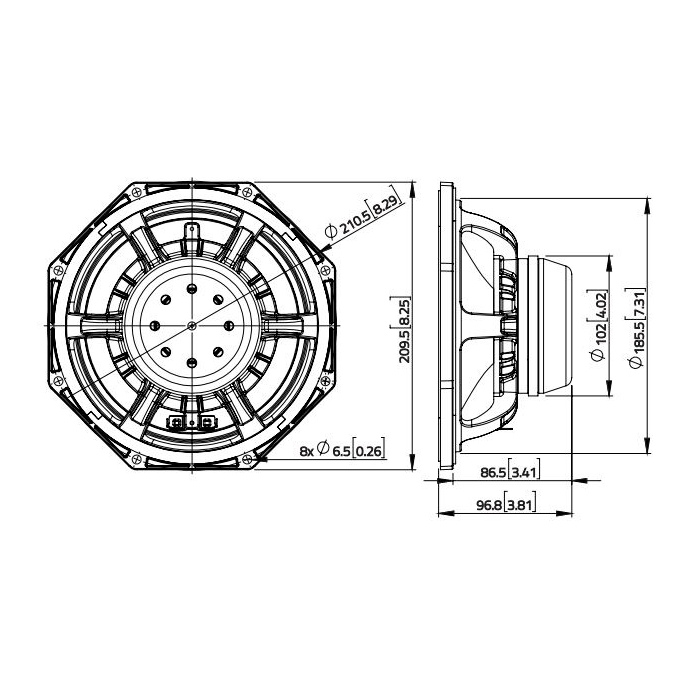 Lavoce WAN082.01 - 8 inch 200W 8 Ohm Loudspeaker