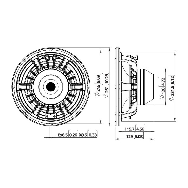 Lavoce WAN102.50LD - 10 inch 300W 8 Ohm Loudspeaker