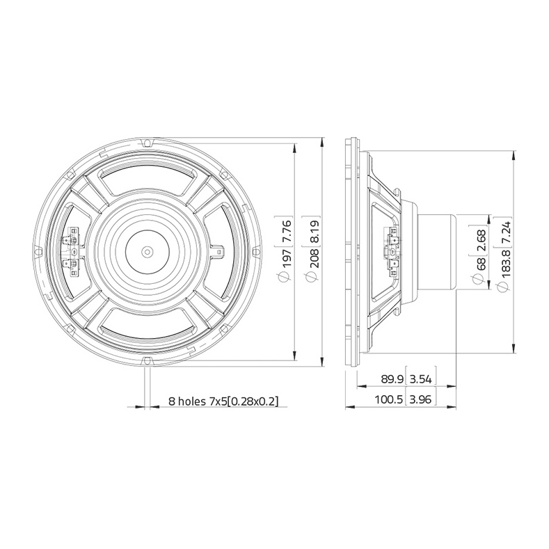 Lavoce NBASS08-20 8 inch  Speaker Driver 200W 2 Ohm