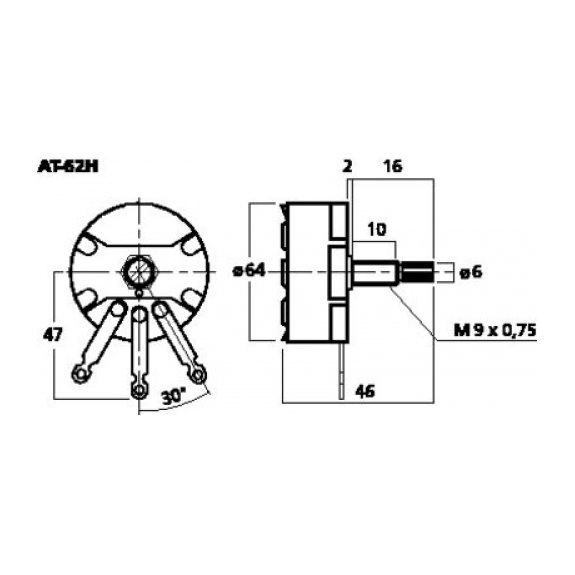 Monacor AT-62H 50W 8 Ohm L-pad Speaker Attenuator (10mm thread length)