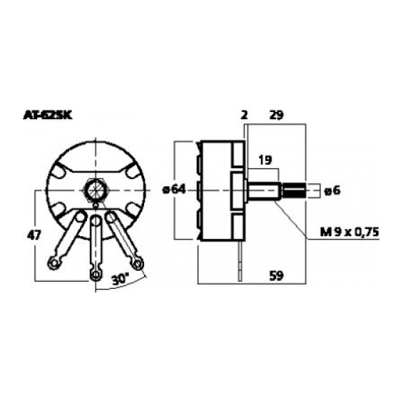 Monacor AT-62SK 50W 8 Ohm L-Pad Volume Level Control (19mm thread length)