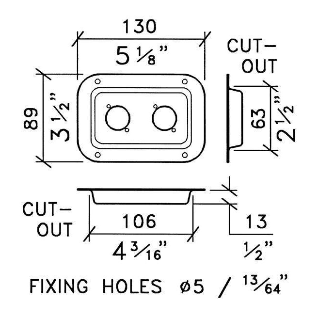 Tuff Cab Medium Dish punched for 2x Neutrik D-Series sockets (NL4)