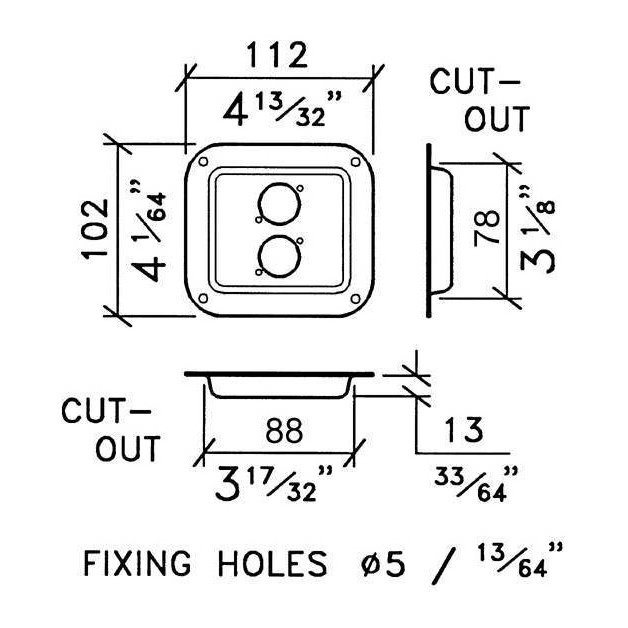 Tuff Cab Small Dish punched for 2x Neutrik D-Series sockets (NL4)