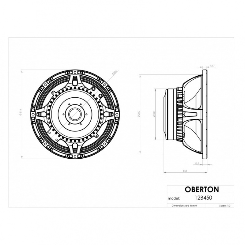 Oberton 12B450 - 12 inch 450W 8 Ohm