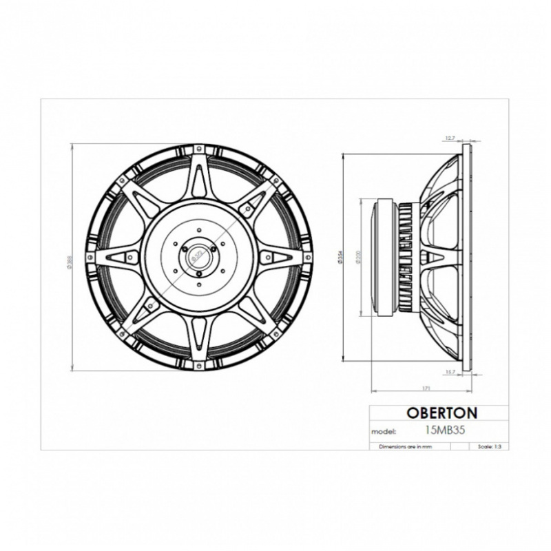 Oberton 15MB35 - 15 inch 700W 8 Ohm (Ferrite)