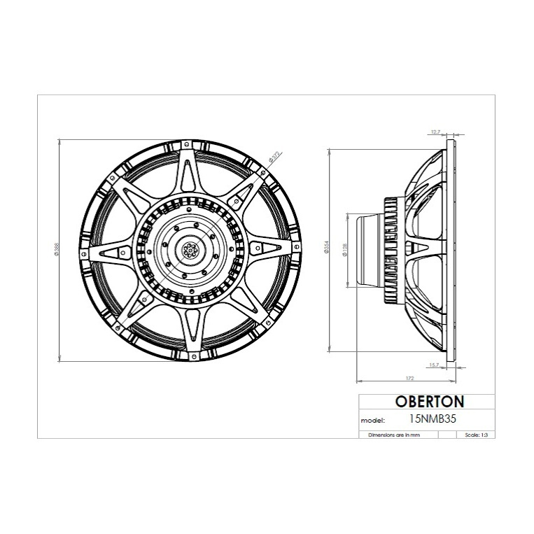 Oberton 15NMB35 - 15 inch 600W 8 Ohm **DEMO STOCK** 