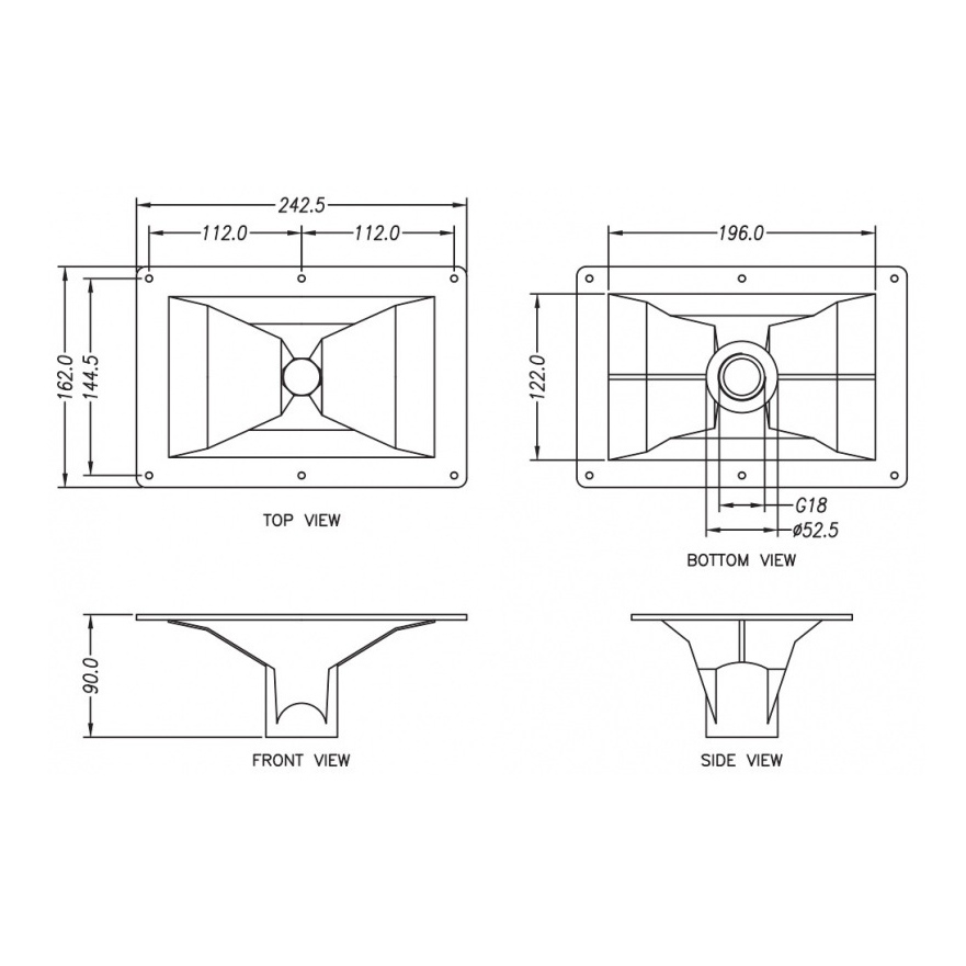 P-Audio PH-240 1 inch Horn Flare Wave Guide