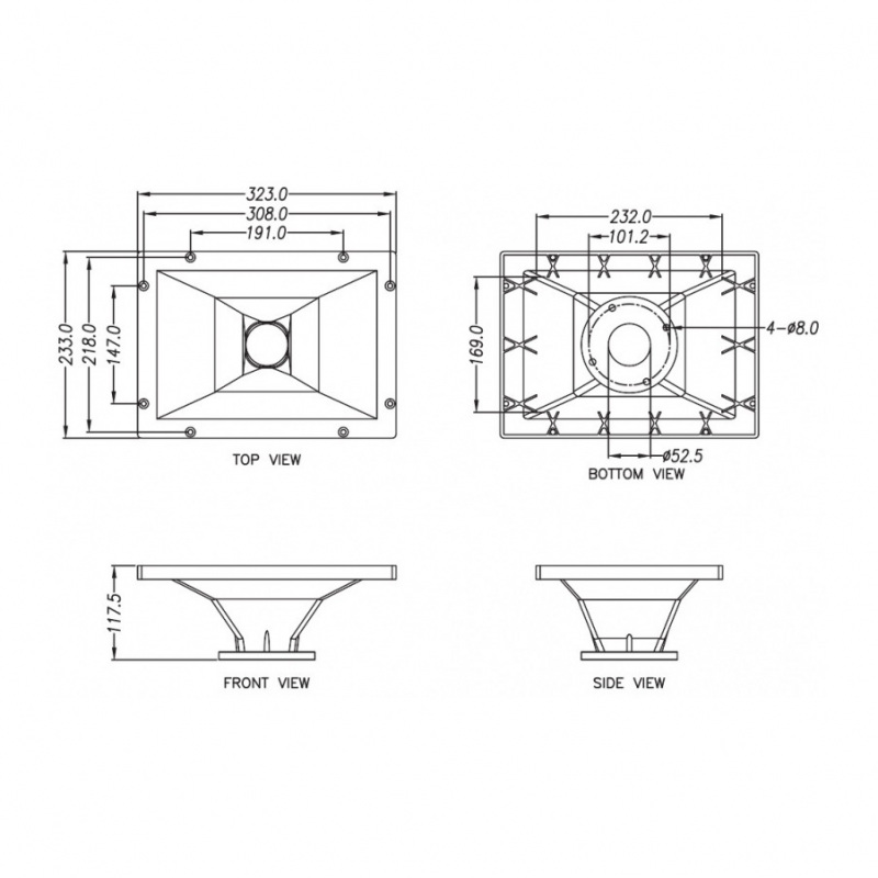 P-Audio PH-3223 2 inch  Horn Flare Wave Guide