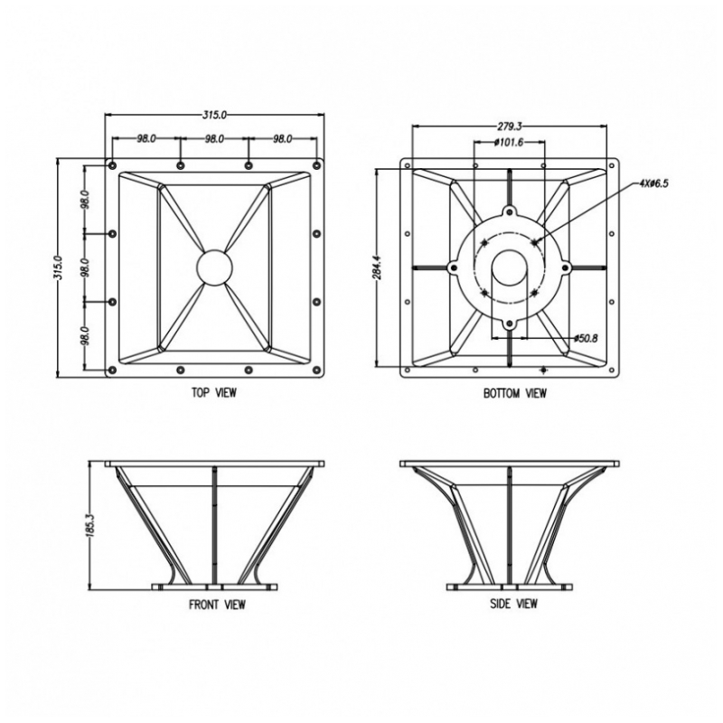 P-Audio PH-642 2 inch  Horn Flare Wave Guide