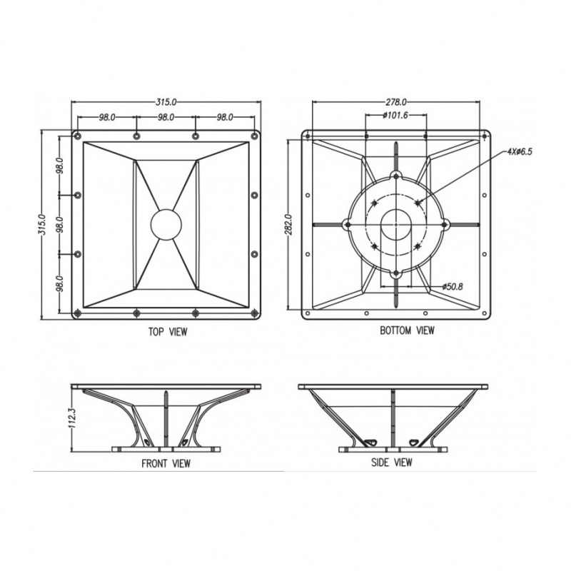 P-Audio PH-942 2 inch  Horn Flare Wave Guide