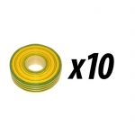10 Pack of Green & Yellow PVC Electrical Tape 33M 19mm