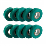 10 Pack of Green PVC Electrical Tape 33M 19mm